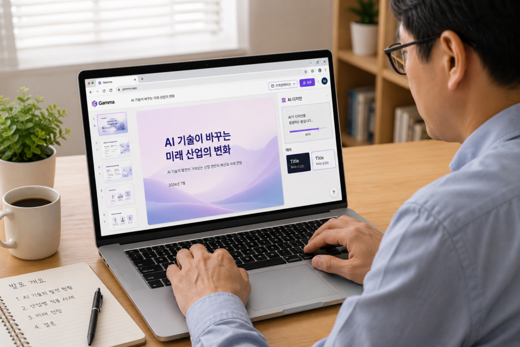 Gamma AI 사용법으로 발표자료를 제작하는 40대 직장인