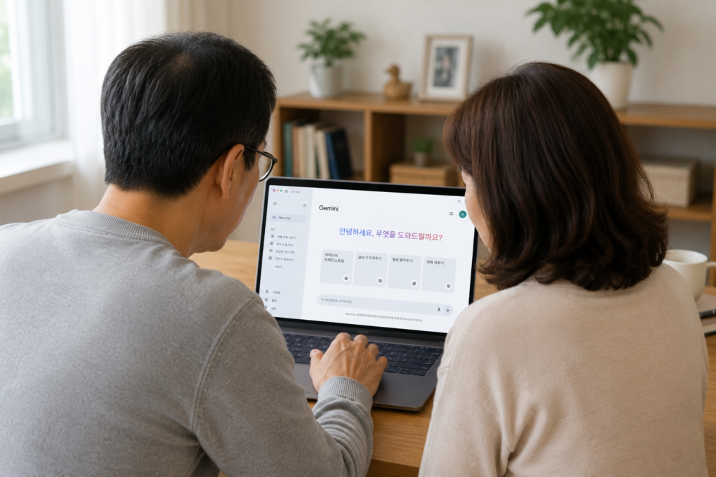 Gemini 사용법으로 Google AI를 사용하는 모습