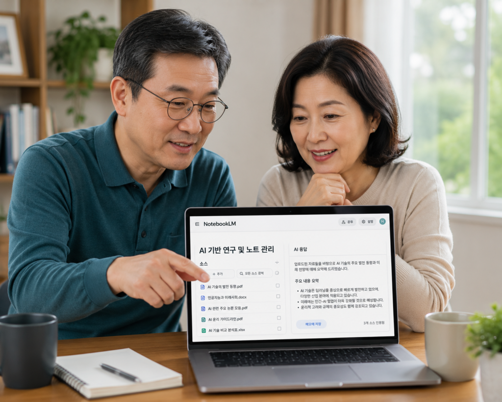 NotebookLM 사용법으로 AI 문서를 분석하는 40~50대 사용자